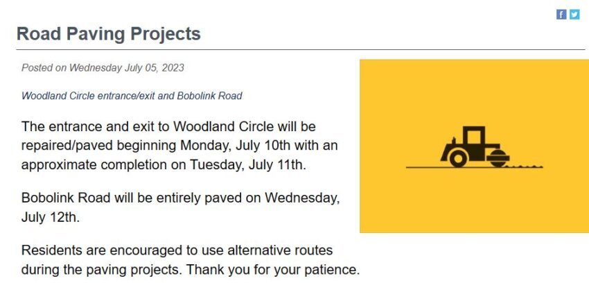 Paving Projects – Inside Foxfire Village