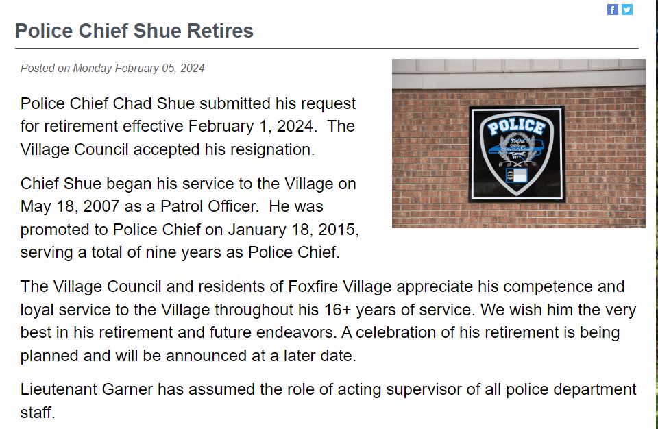 Police Chief Shue Retires