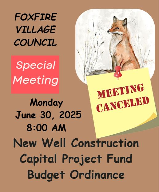 Special Council Meeting Canceled