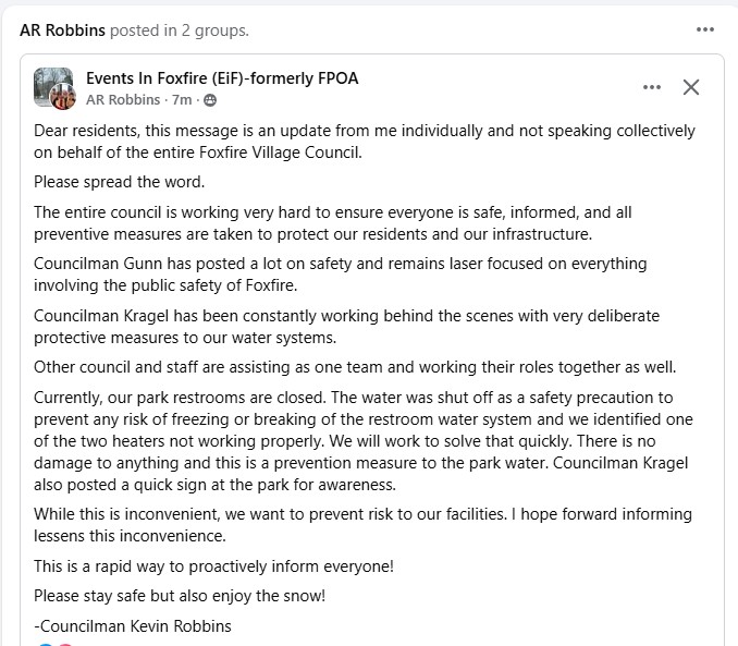 Council Members Taking Care of Foxfire