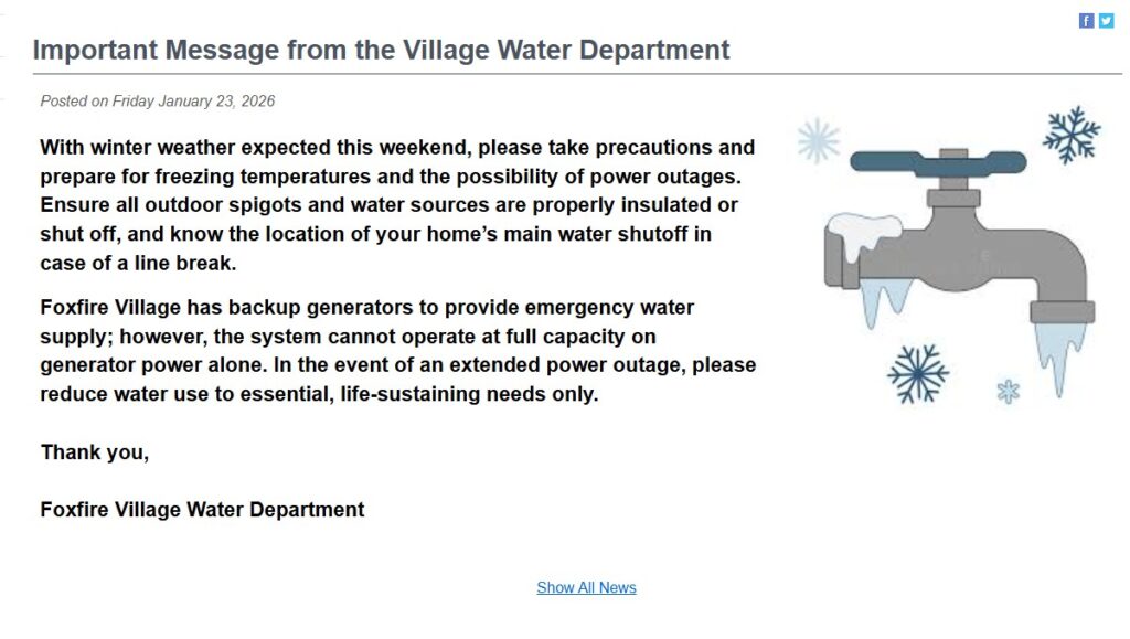 Foxfire Water Dept Message
