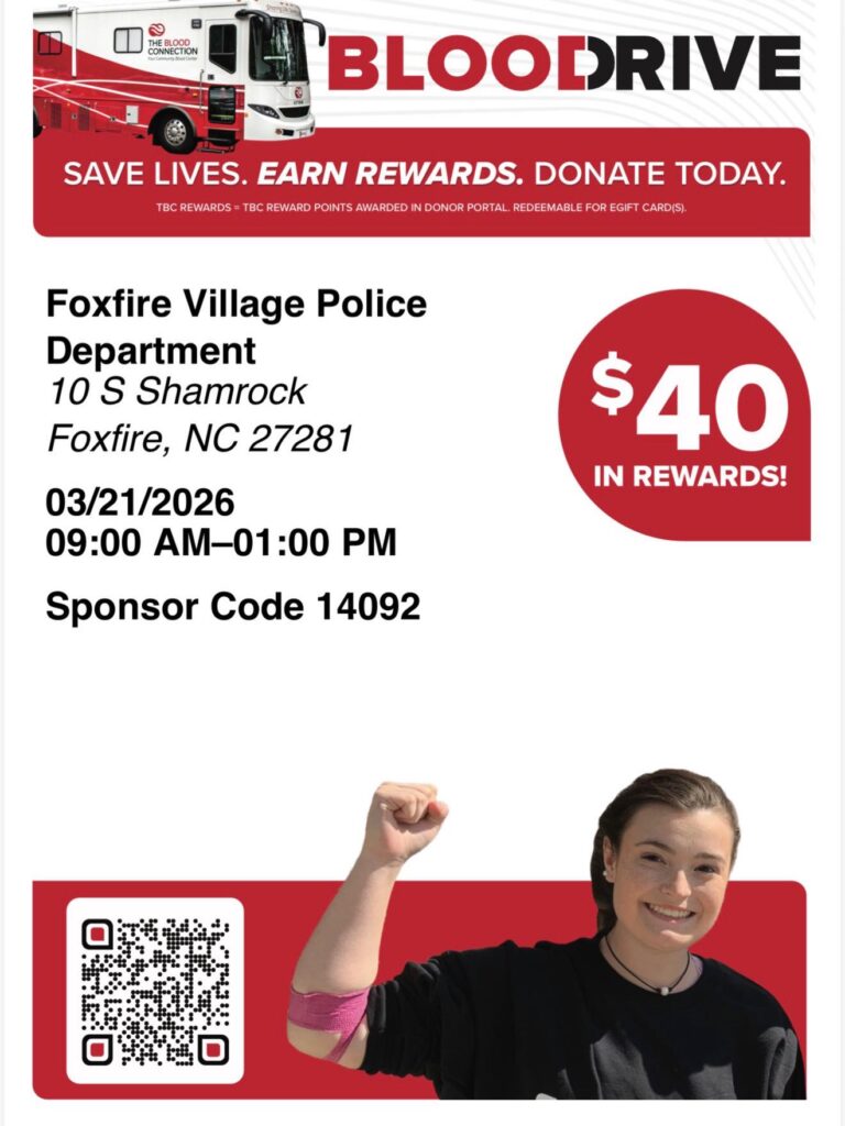 Foxfire Village Police Dept Blood Drive