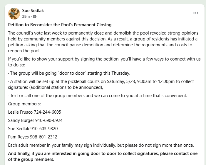 Door-to-Door Petition for Pool