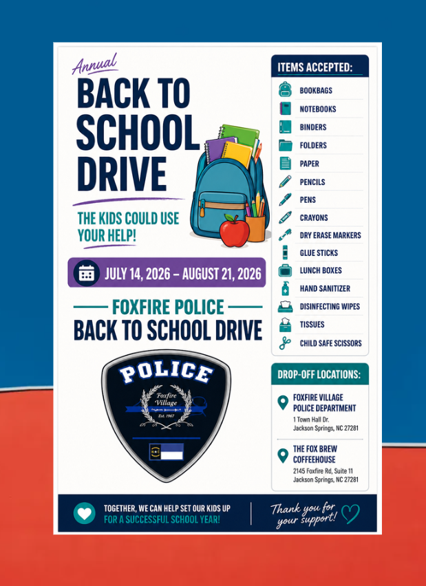 Back To School Drive – Foxfire Police