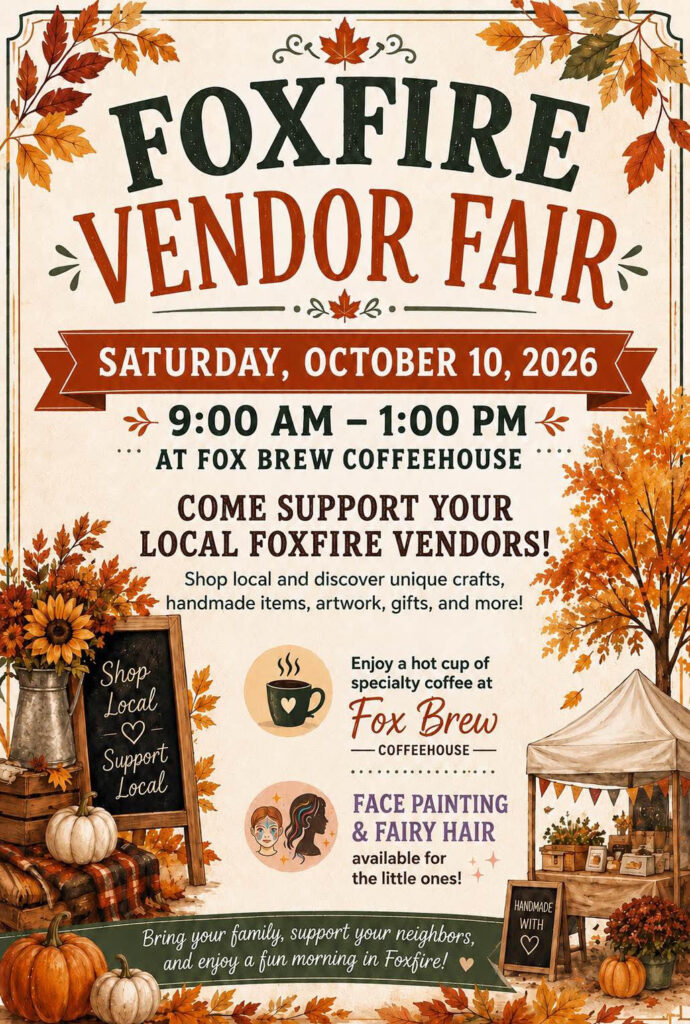 Foxfire Vendor Fair Oct 10th @ Fox Brew